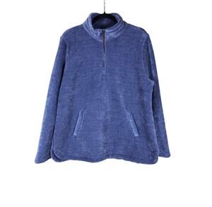 32 Degrees Heat Sweater Women’s Large Purple 1/4 Zip Fleece Pullover Winter